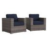 Club Chair (Set of 2) - Brown Gray / Navy Blue