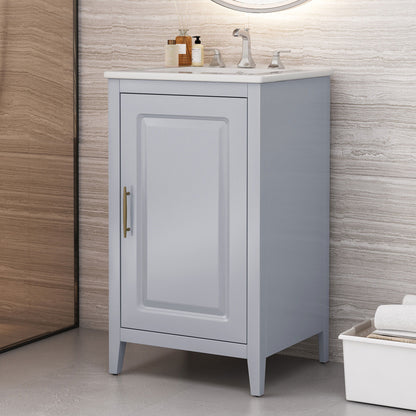 Modern 20.3" Bathroom Vanity With Sink And Functional Storage - Gray