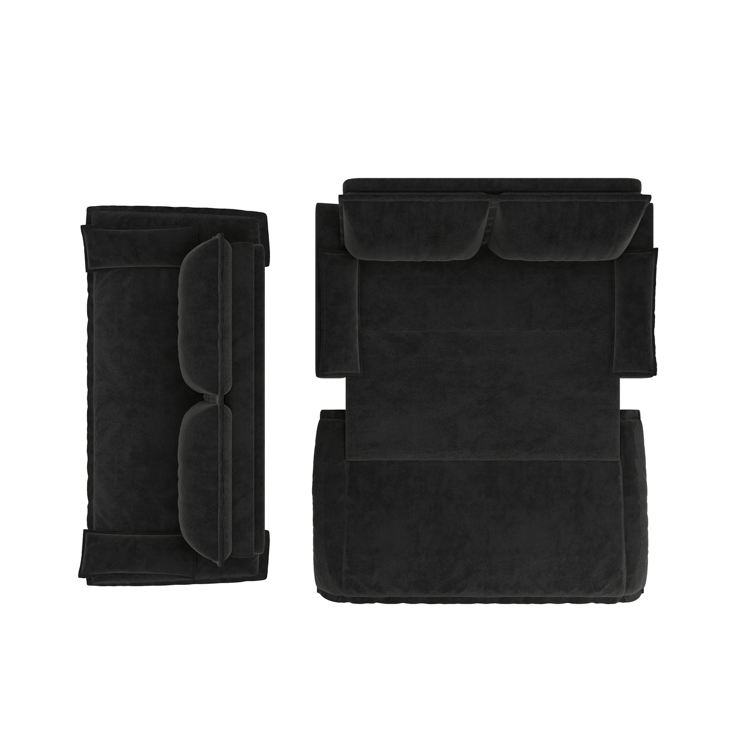 Queen Pull Out Sofa Bed, 3 In 1 Convertible Sleeper Sofa Multifunctional Velvet Loveseat Bed - Black