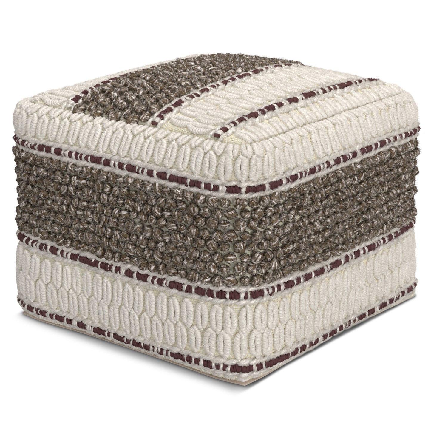 Grady - Square Pouf - Earth Tone Brown