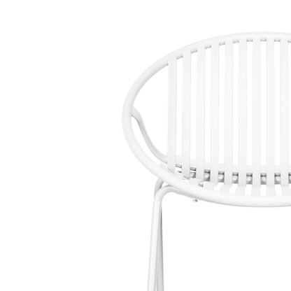 Modern Expandable Outdoor Dining Set With Stackable Chairs - White / Teak