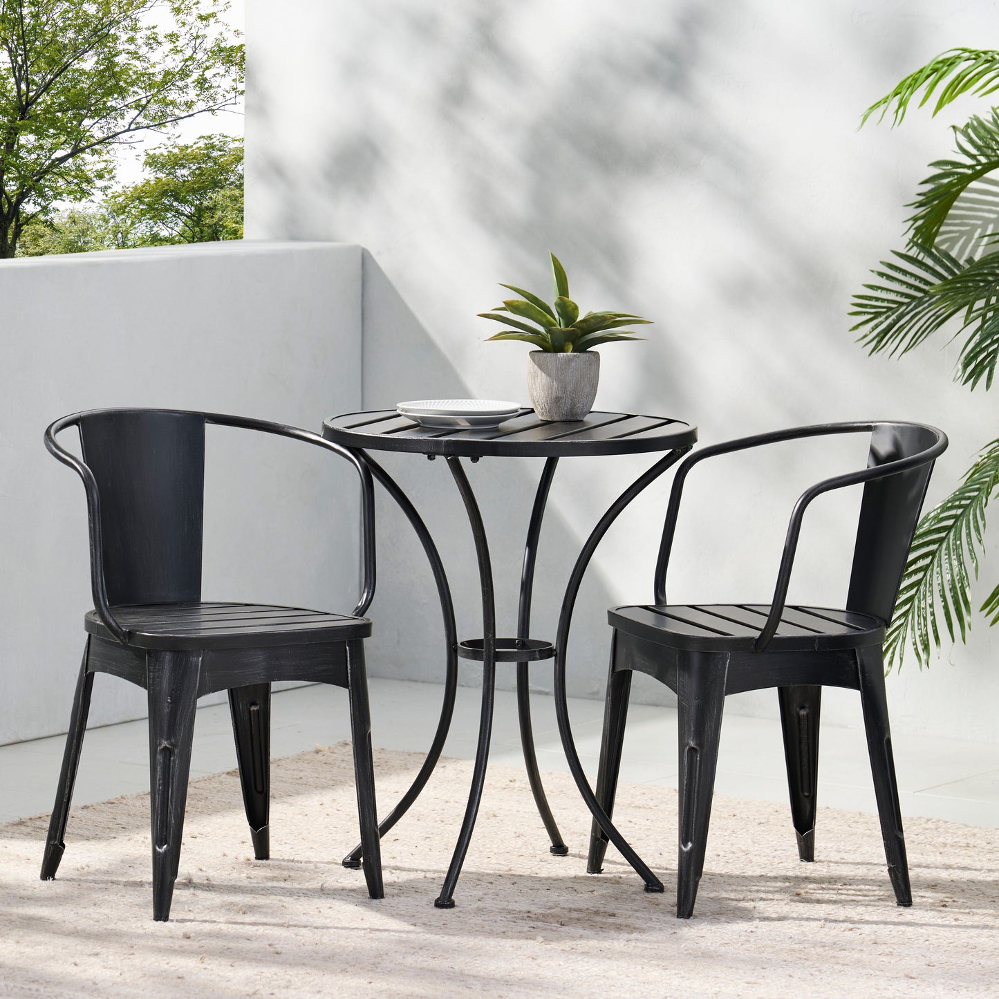 Yearn - 3 Piece Bistro Set With Table And 2 Chairs - Black
