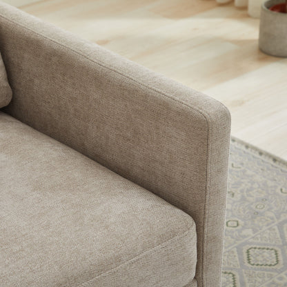 Modern Square Upholstered Swivel Accent Chair 360 Degree Lounge Armchair - Taupe
