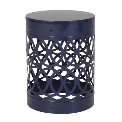 Outdoor, Metal End Table Large - Navy Blue