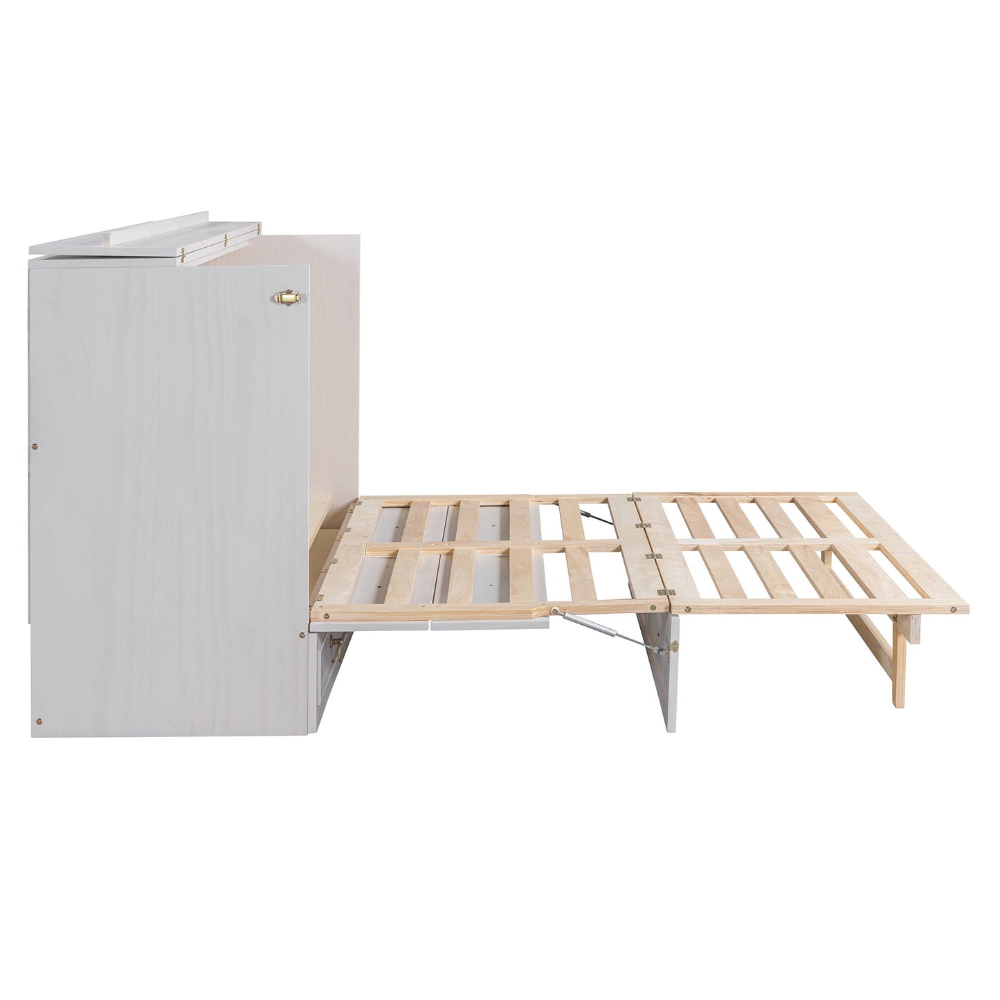 Queen Murphy Bed Elegantly Designed With Large Drawers - White