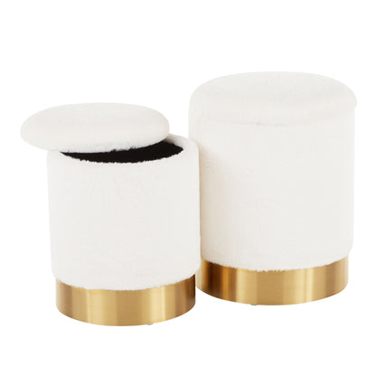 Marla - Contemporary Nesting Ottoman Set - Gold / Cream