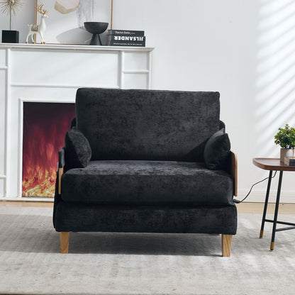 Mid Century Modern Foldable Sofa Bed Recliner, 3 - 1 Convertible Sleeper With 3 Pillows For Small Spaces - Black