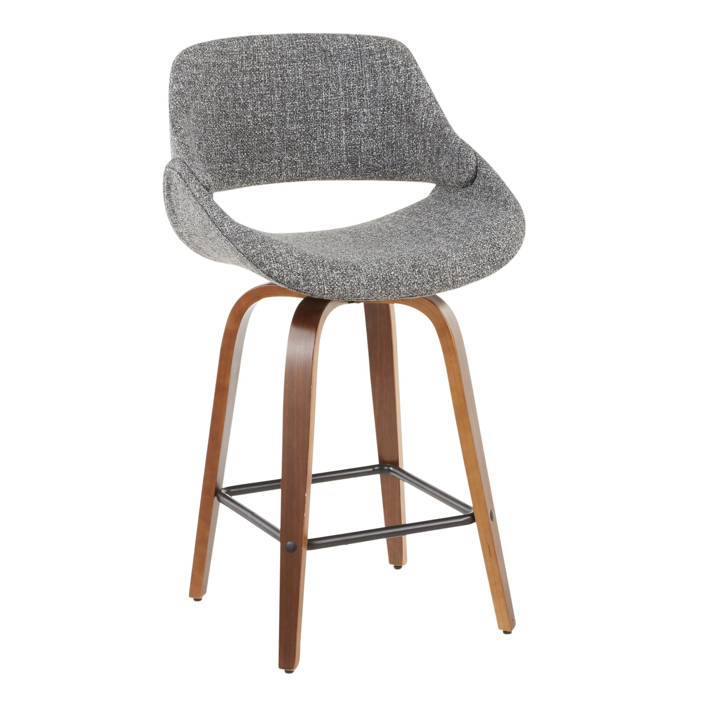 Fabrico - Mid-Century Modern, Counter Stool (Set of 2) - Walnut / Gray