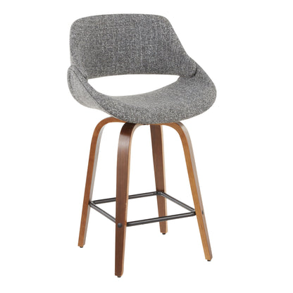 Fabrico - Mid-Century Modern, Counter Stool (Set of 2) - Walnut / Gray