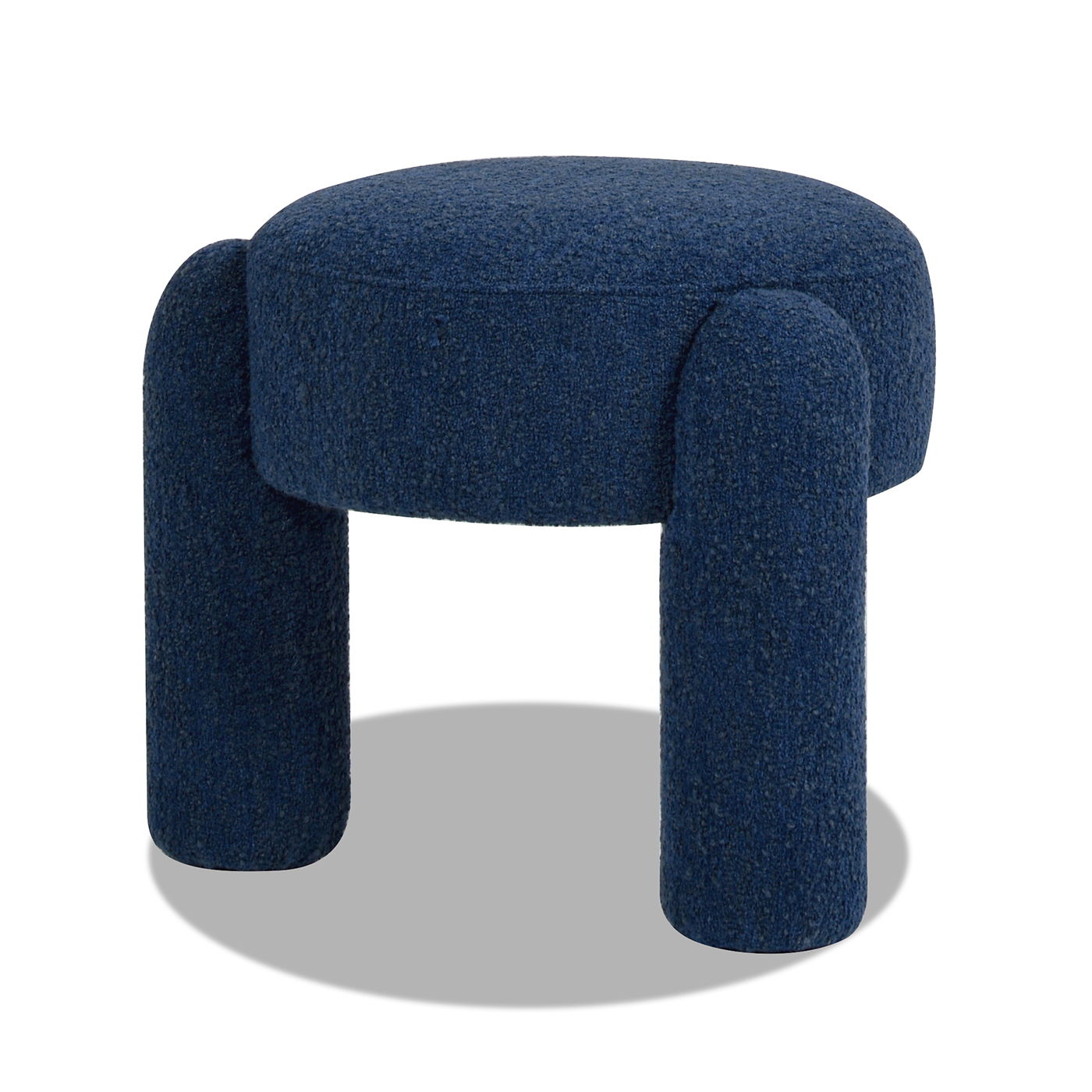 Hugo - Round Fully Upholstered Ottoman - Cerulean Blue