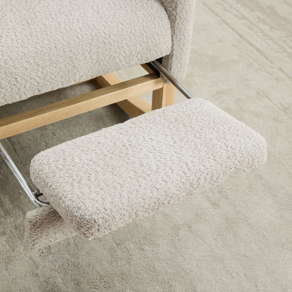 Rocking Chair For Nursery, High Back Glider Chair With Retractable Footrest, Side Pocket, Rocking Accent Armchair With Rubber Wood Legs For Living Room / Bedroom - Light Gray