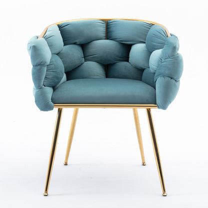 Luxury Modern Simple Leisure Velvet Single Sofa Chair Bedroom Lazy Person Household Dresser Stool Manicure Table Back Chair - Blue