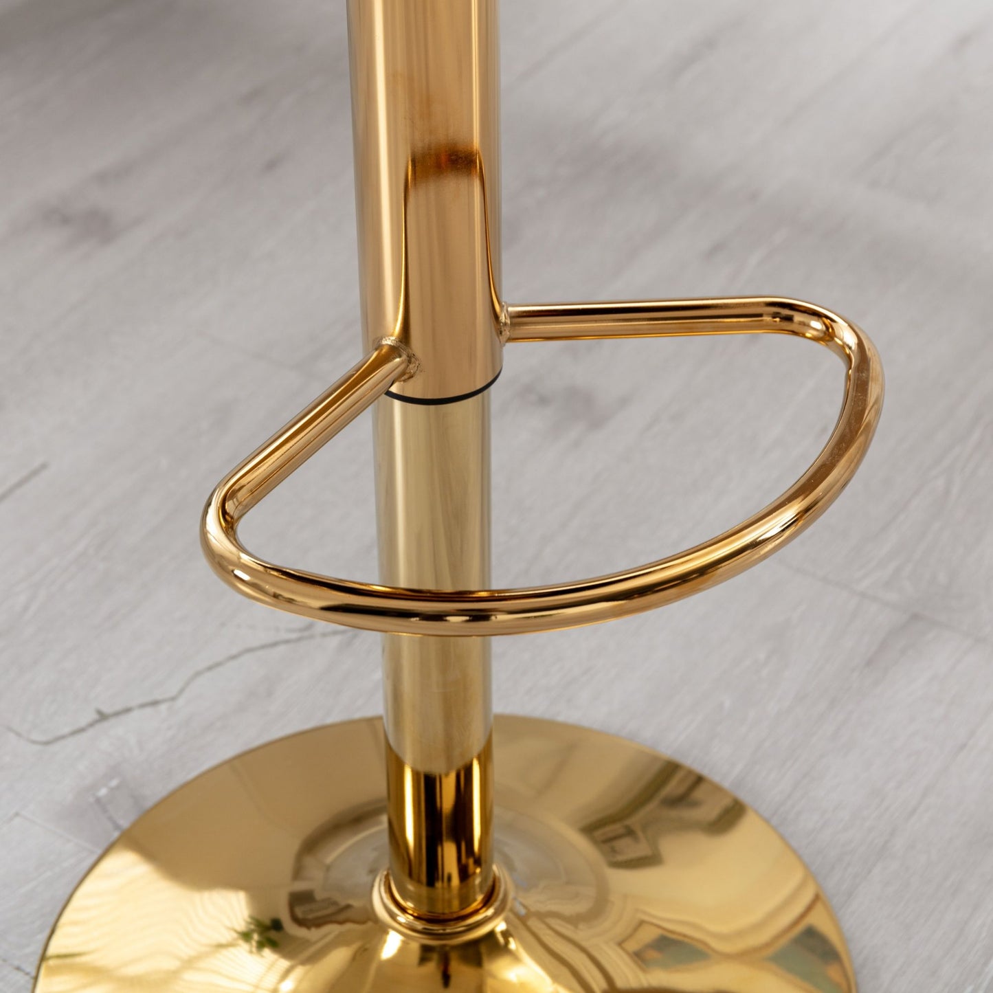 Velvet Bar Chair, Pure Gold Plated, Unique Design, 360 Degree Rotation, Adjustable Height, Suitable For Dining Room And Bar, (Set of 2) - Gray