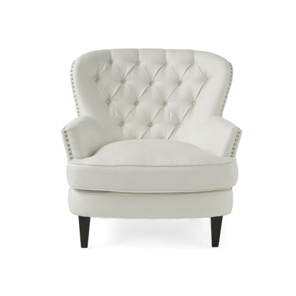 Modern Accent Chair Upholstered Foam Filled Living Room Chairs Comfy Reading Chair Mid Century Modern Chair, Armchair For Living Room Bedroom - Ivory