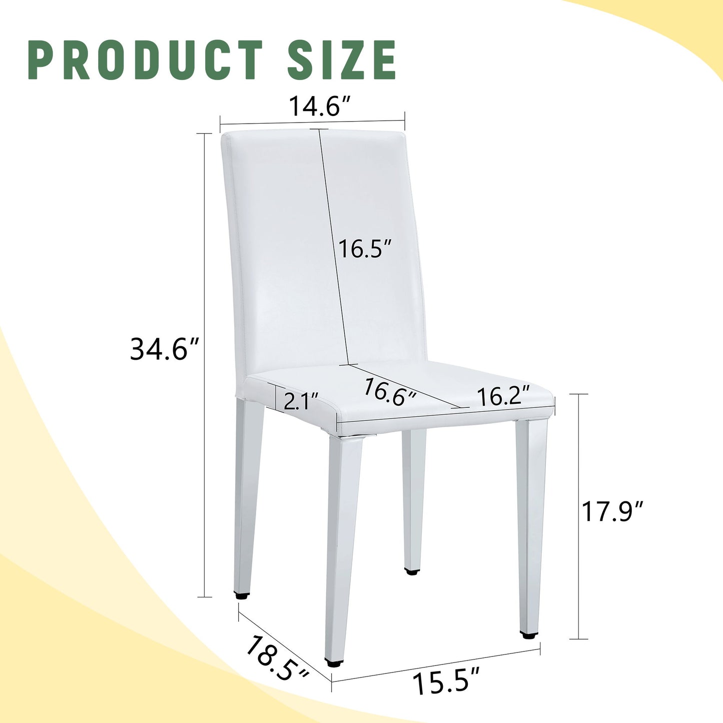 (Set of 4) Backrest Chairs With Silver Metal Legs The Perfect Combination, Suitable For Minimalist And Modern Home Styles - White / Silver