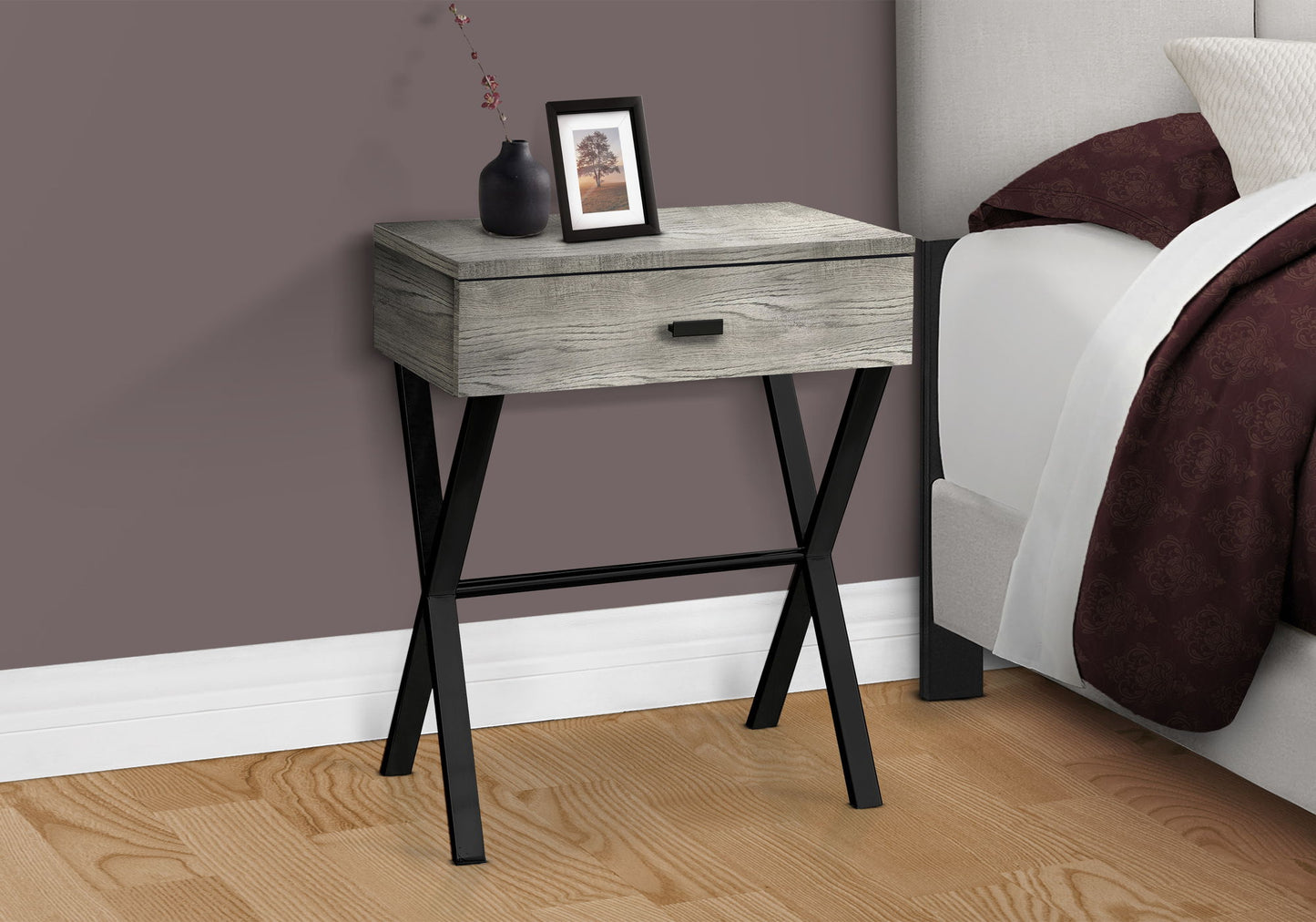 Accent Side Table, 1 Storage Drawer, Contemporary And Modern - Gray