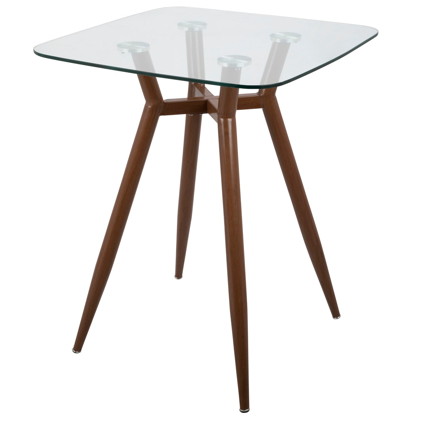 Clara - Mid-Century Modern Square Counter Table - Walnut / Clear