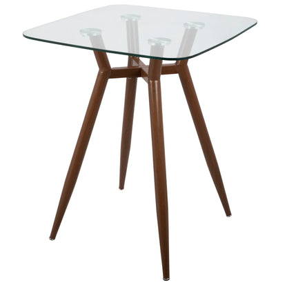 Clara - Mid-Century Modern Square Counter Table - Walnut / Clear