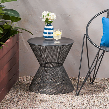 Nevada - Outdoor Side Table With Breezy Mesh Look - Matte Black