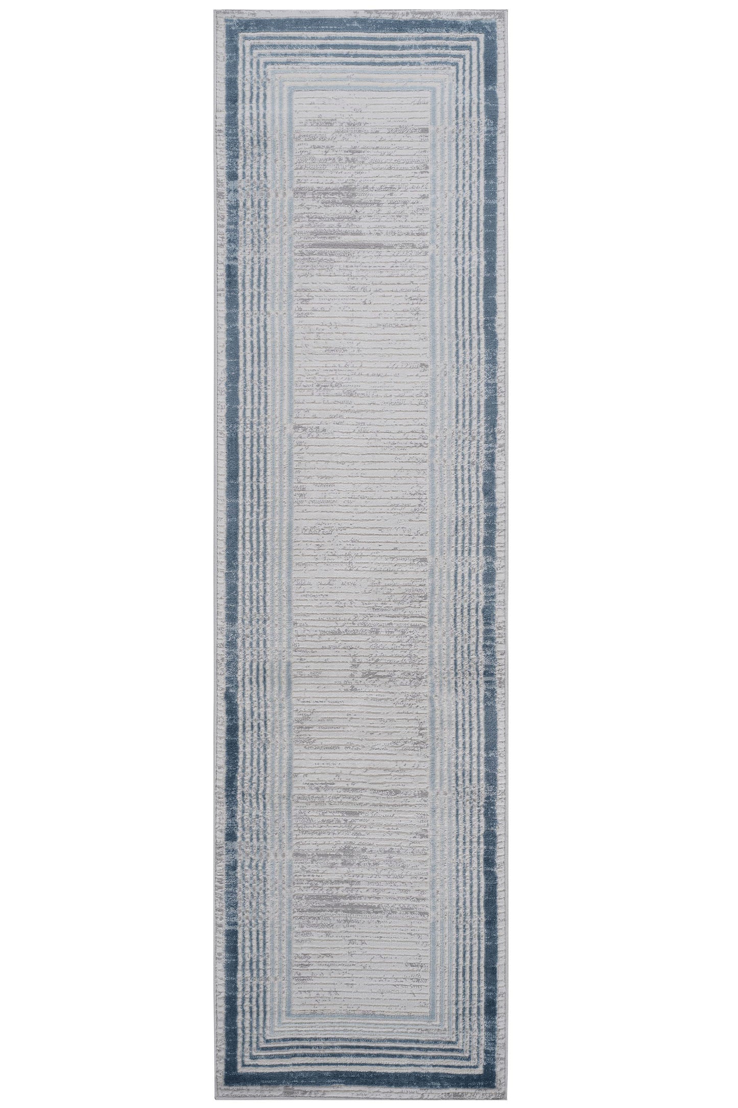 Marfi - 2' X 8' Bordered Runner Rug - Blue / Ivory