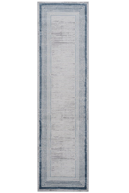 Marfi - 2' X 8' Bordered Runner Rug - Blue / Ivory