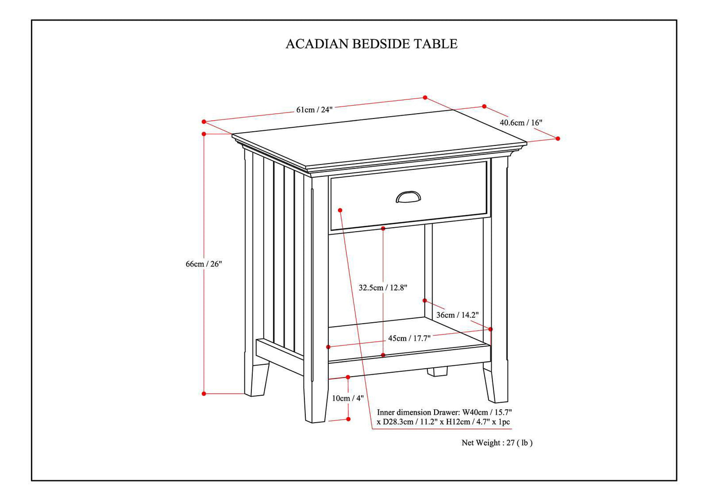 Acadian - Bedside Table - Rustic Natural Aged Brown