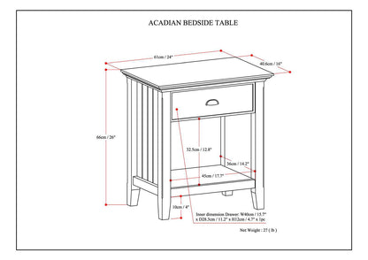 Acadian - Bedside Table - Rustic Natural Aged Brown