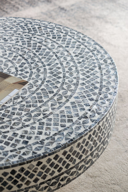 Unique Capiz Coffee Table & Pedestal Base - Multi
