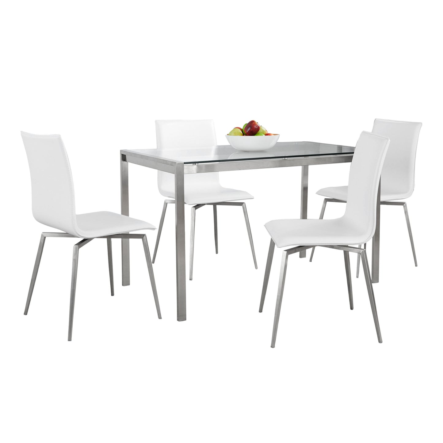 Fuji Mason - Upholstered Swivel Contemporary Dining Set, Glass, 5 Piece - Multicolor