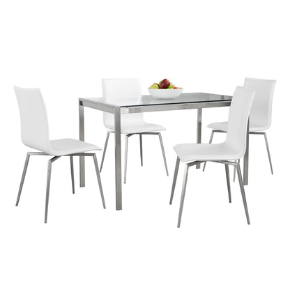Fuji Mason - Upholstered Swivel Contemporary Dining Set, Glass, 5 Piece - Multicolor