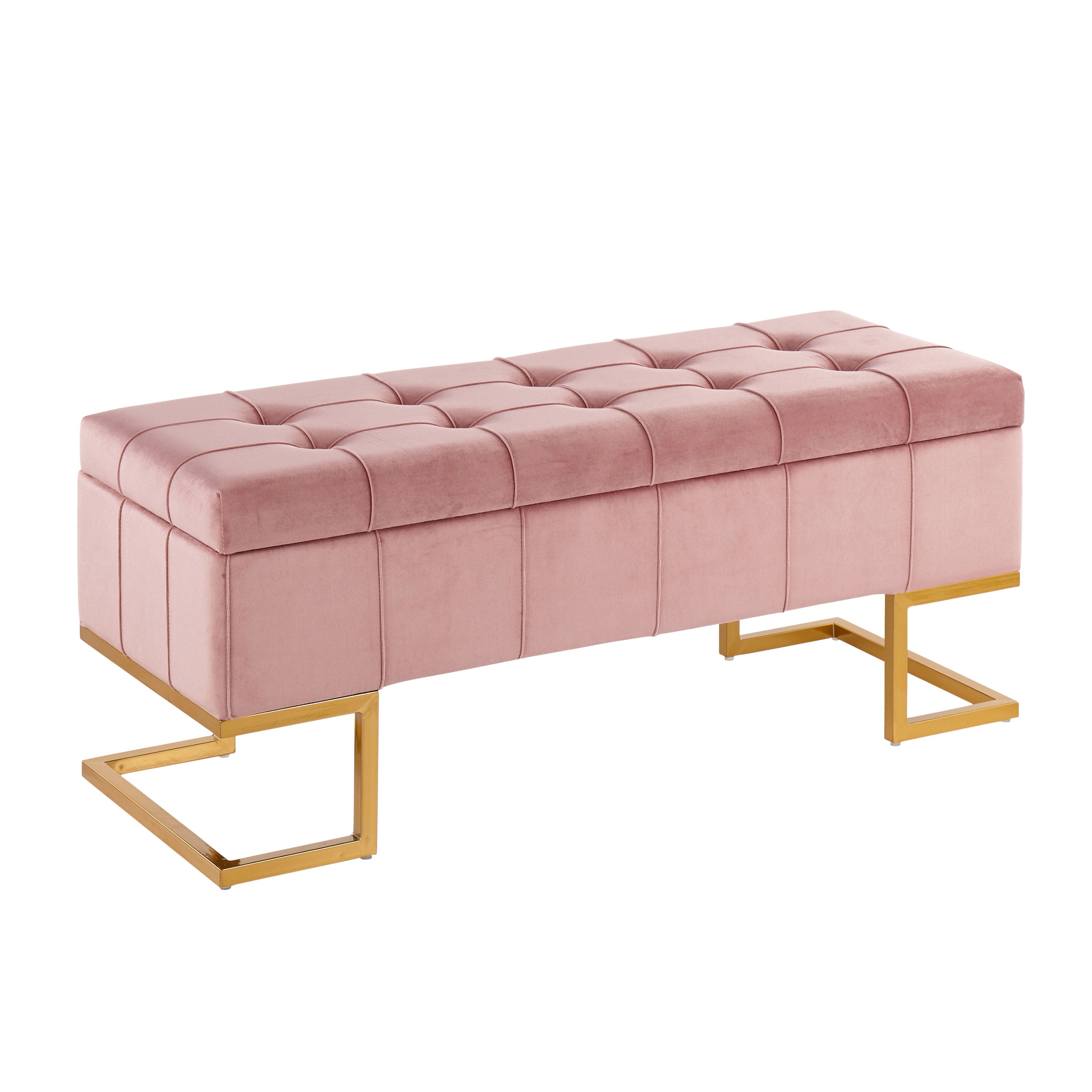 Midas - Contemporary / Glam Storage Bench - Gold / Pink