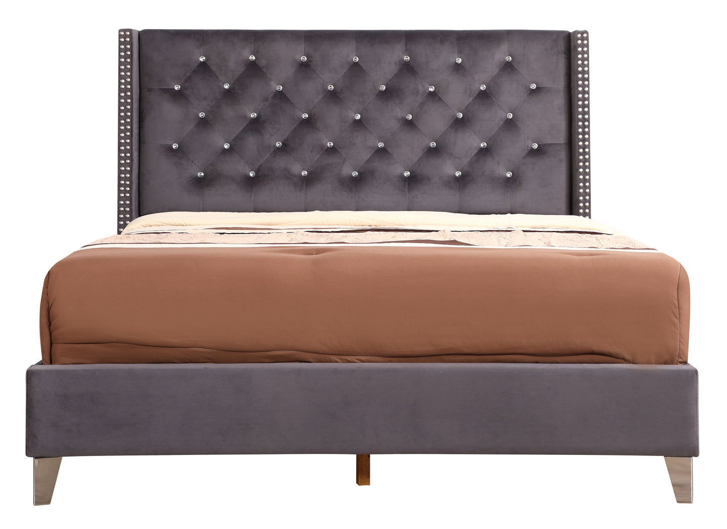 Full Upholstered Transitional Bed - Gray