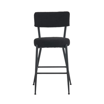 Modern Teddy Fabric Upholstered Bar Stools (Set of 4) - Black