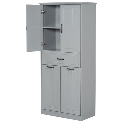 Stylish Bathroom Storage Cabinet With 2 Laundry Baskets - Gray