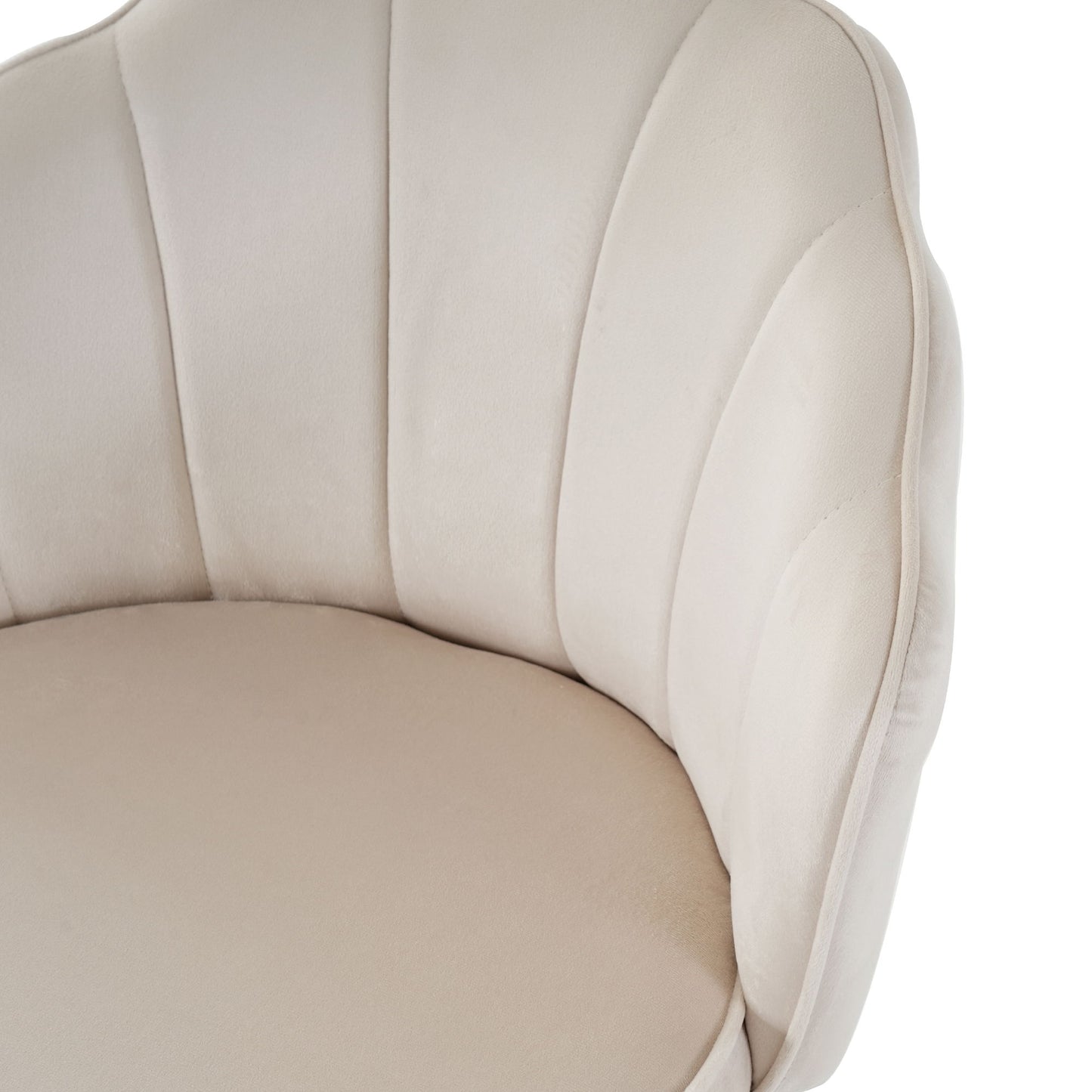 Elegant Shell Shape Off White Velvet Bar Chair Plated Metal Legs For Coffee Shops And Restaurants (Set of 2) - Gold