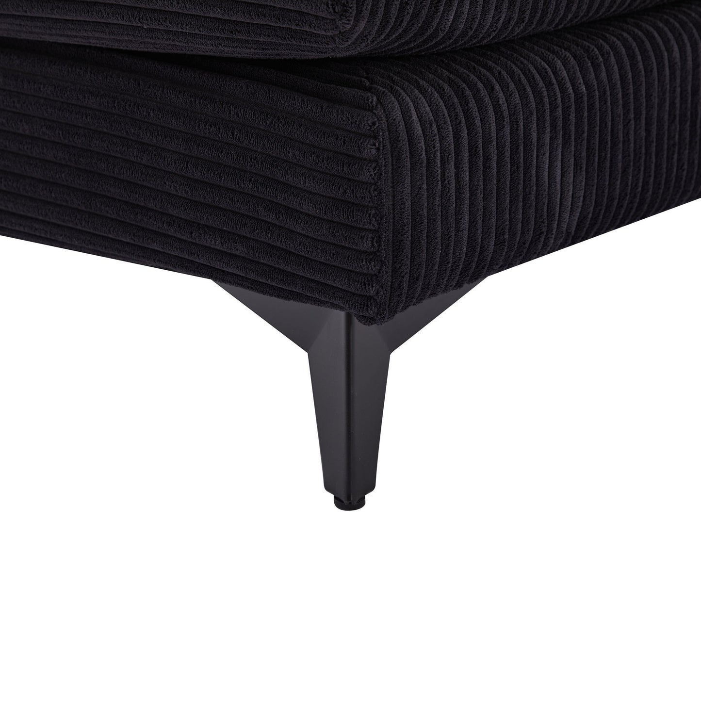 Modern Corduroy, Deep Seat Sectional Sofa With Ottomans, Comfortable Cloud Sofa - Black