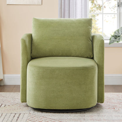 360ÔøΩÔøΩ Swivel Chair, Accent Barrel Armchair, Upholstered With Curved Design - Green