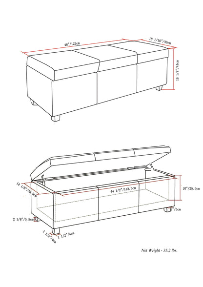 Avalon - Storage Ottoman Bench - Midnight Black