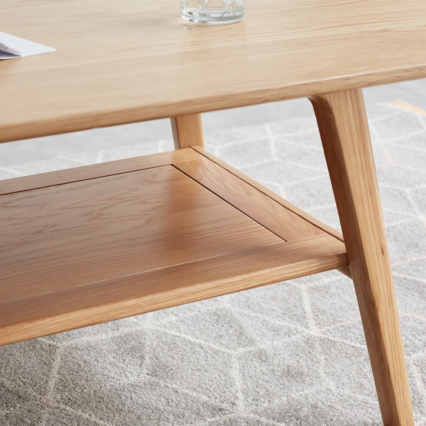 Center Low Table, Coffee Table With Storage Shelf - Natural