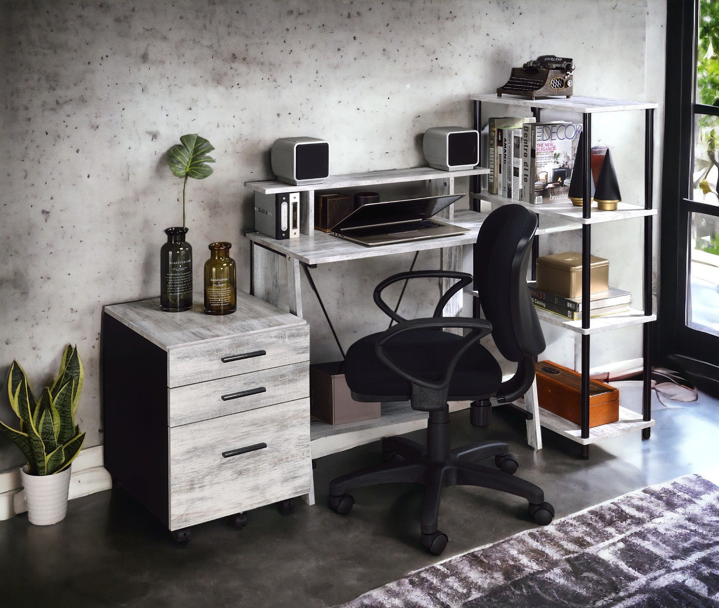 Nypho - Writing Desk - Antique White / Black