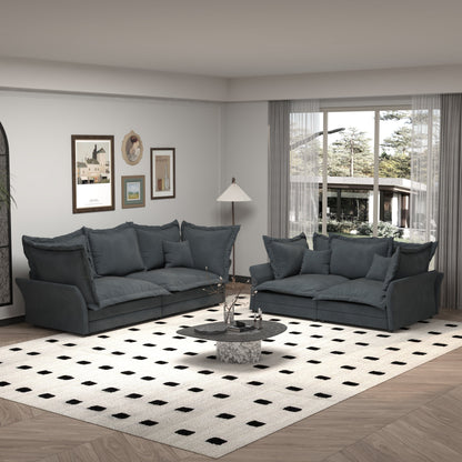 Modern Comfy Upholstered Sofa Cloud Couch, Deep Seat Couches With Multiple Large Soft Pillows, Convertible Deep Seat Chaise Langue For Living Room - Gray