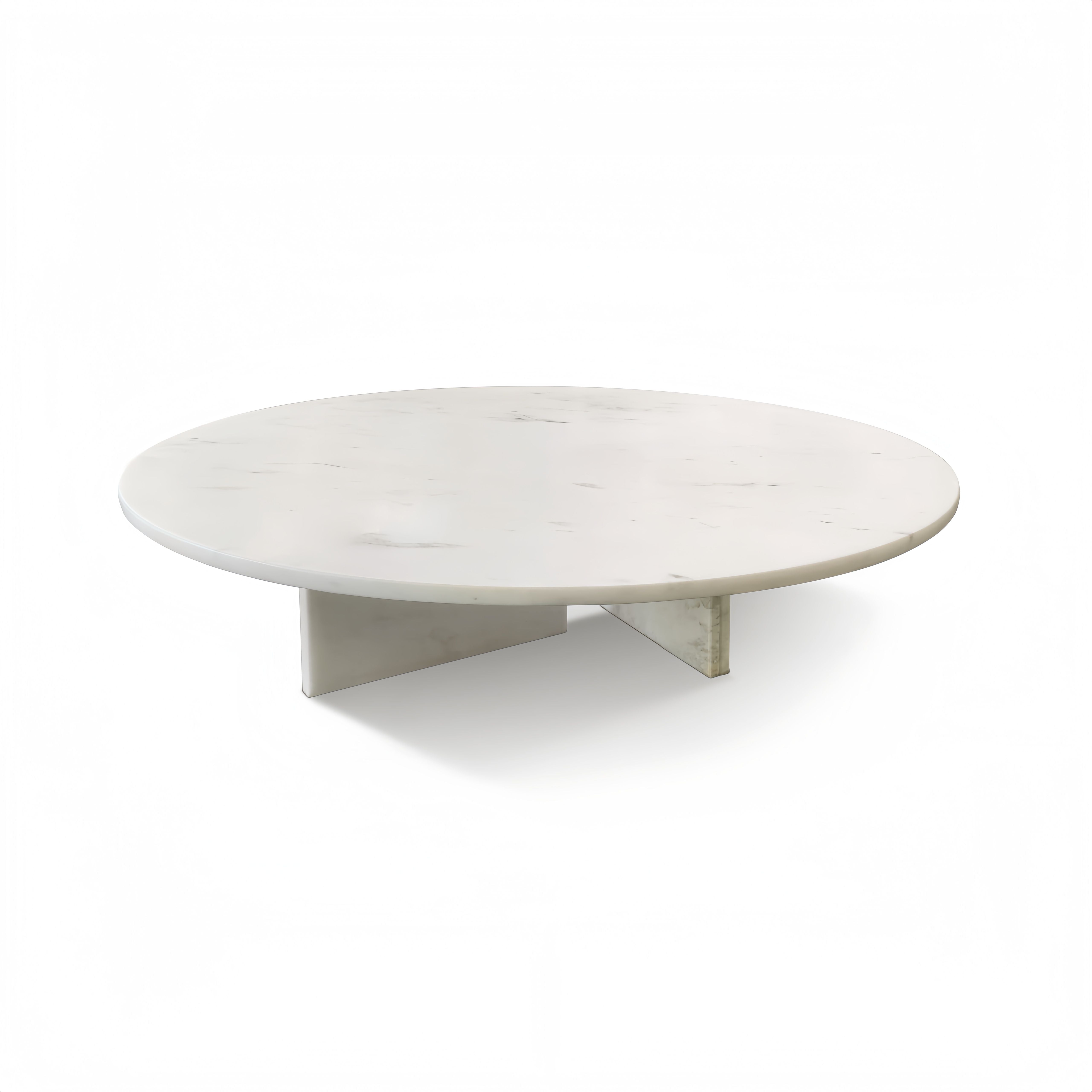 Snow Mountain Marble Coffee Table, Living Room Table, Unique Stone Design - White / Natural