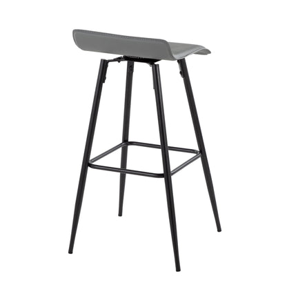 Ale - Contemporary Fixed Height Bar Stool (Set of 2) - Gray / Black