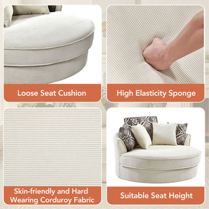 Swivel Accent Barrel Chair With 5 Movable Pillow 360 Degree Swivel Round Sofa Chair For Living Room, Bedroom, Hotel - Beige