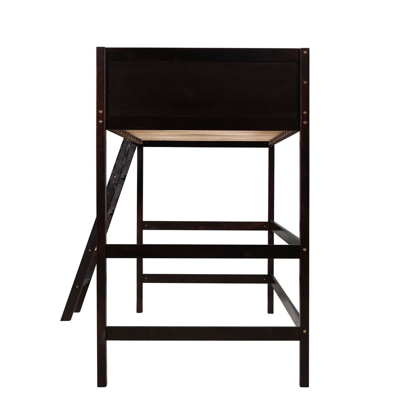Twin Size Loft Bed With Ladder - Espresso