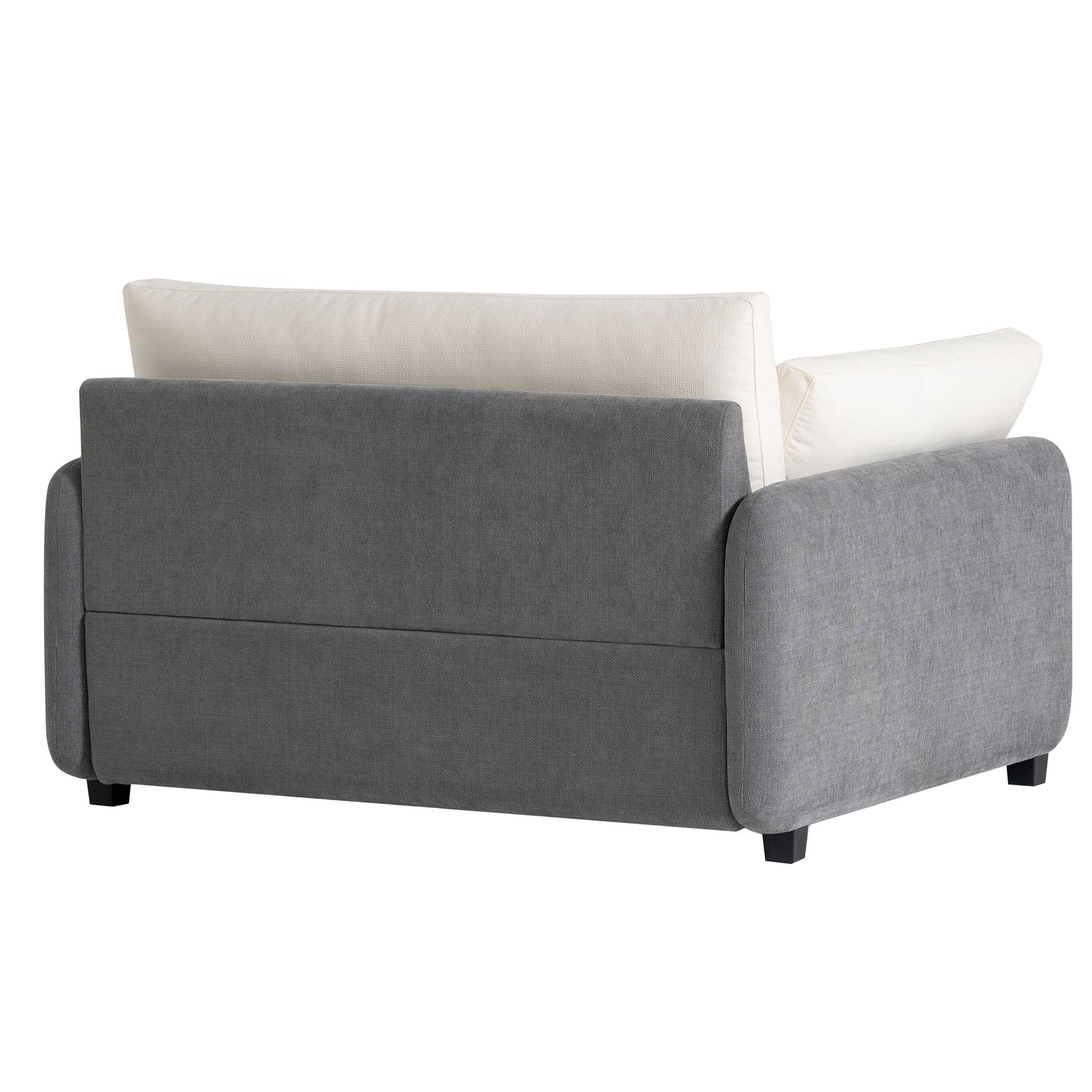 Oversized Single Sofa Chair Wide And Deep Seat, Modern Upholstered Comfy Blocking Couch Lounge With Pillows - Gray / Cream