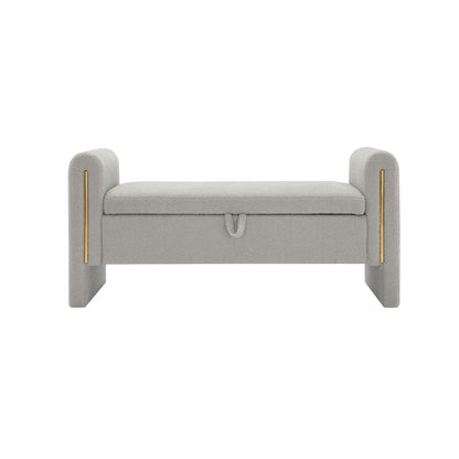 Modern Teddy Bed End Bench With Arms And Storage, Upholstered Large Foot Rest Stool, Comfy Window Vanity Bench For Living Room, Dorm, Coffee Table, Teddy - Gray