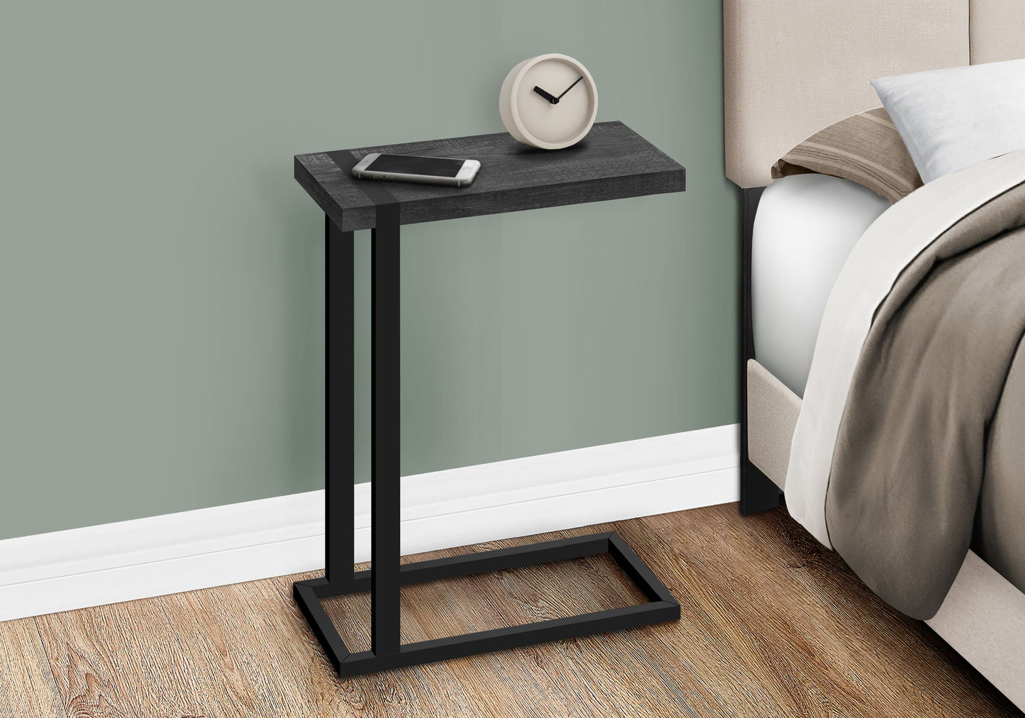 Accent Table, C - Shaped, Contemporary, Versatile Use - Black