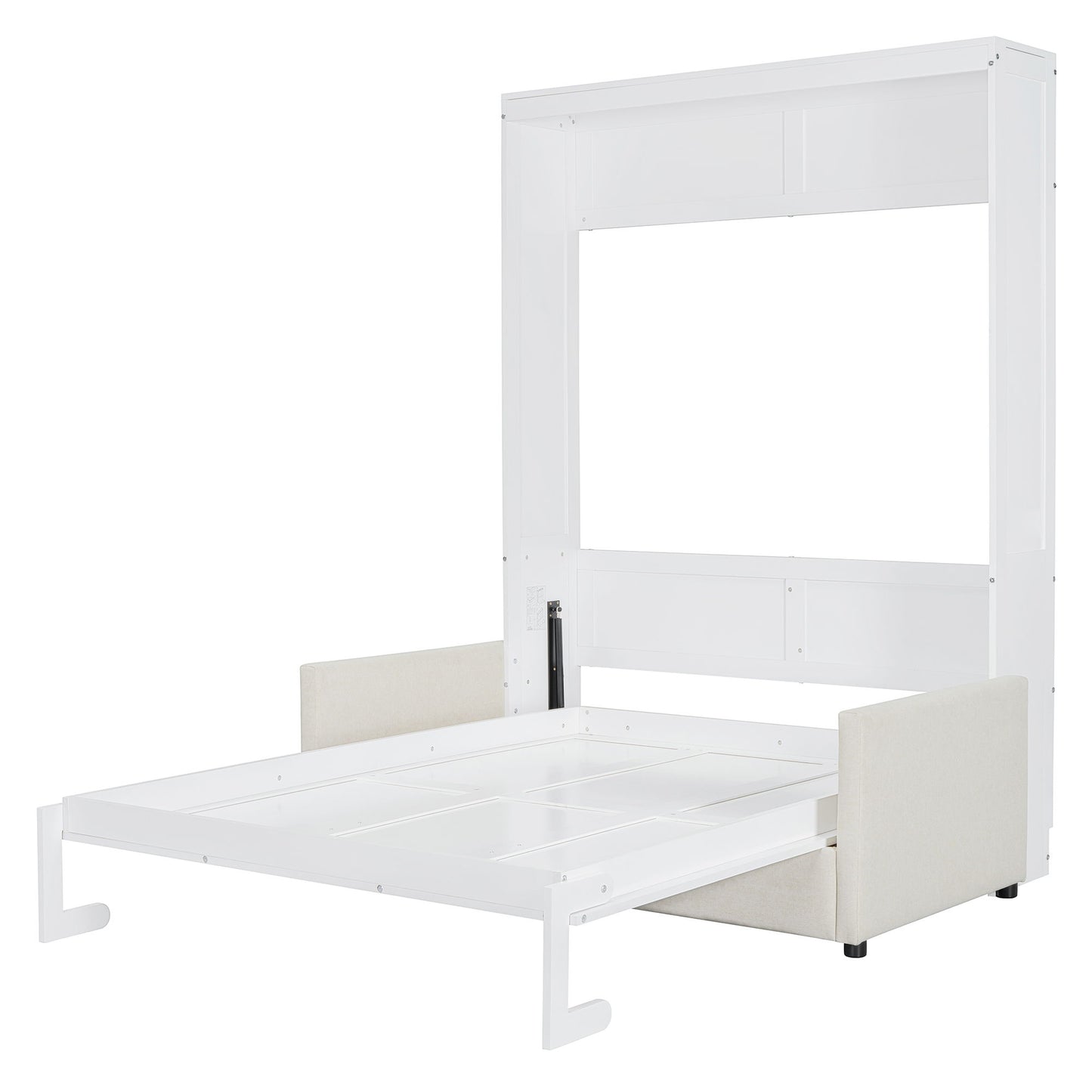 Full Size Murphy Wall Bed With Cushion - White