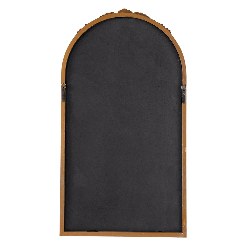 Hand Carved Rose Antique Mirror Frame, Wood Arch Mirror Wall Decor For Living Room, Bathroom, Entryway - Brown